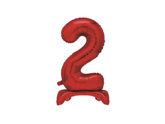 Balon din folie în picioare numărul 2 roșu - 76 cm - 1buc.