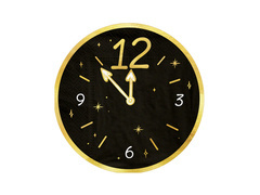 New Year's Eve Clock Șervețele de Anul Nou fericit negru - 33 cm - 10 buc.