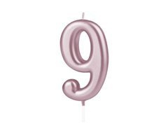 Lumânare cu număr din aur roz - 9 - nouă