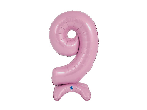 Balon din folie cu numărul 9 în picioare roz pastel - 64 cm - 1 buc.