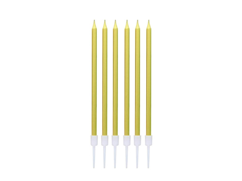 Lumânări de aniversare metalice aurii - 13,5 cm - 6 buc.