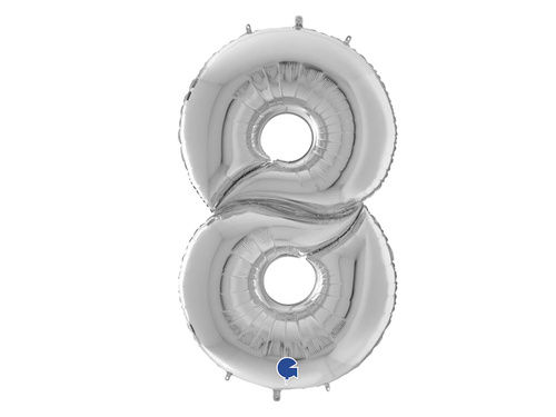 Balon din folie numărul 8 argintiu - 163 cm - 1 buc.