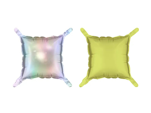 Baloane din folie Holographic pătrate galbene - 35 x 35 cm - 4 buc.