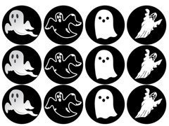 Wafers pentru cupcakes brioșe Halloween Ghosts