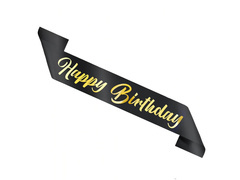 Eșarfă aniversare fericită negru - 1 buc.