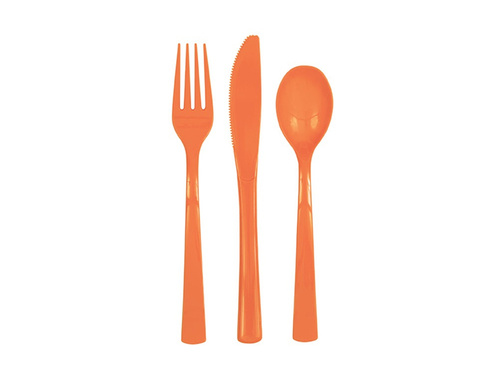 Tacâmuri de plastic portocalii - 18 buc.