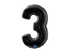 Balon din folie numărul 3 negru - 26" - 1 buc.