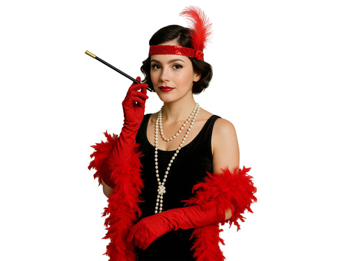 Set retro roșu cu Boa