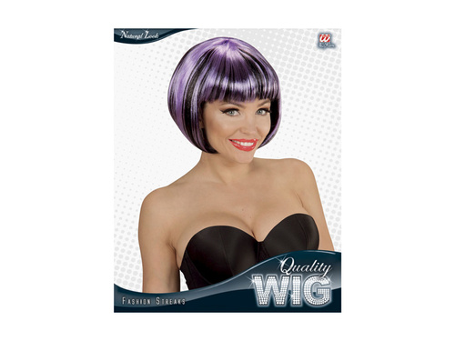 Peruca neagră și purpurie cu accente la modă