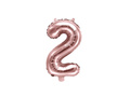 Balon din folie numărul 2 roz auriu - 35 cm