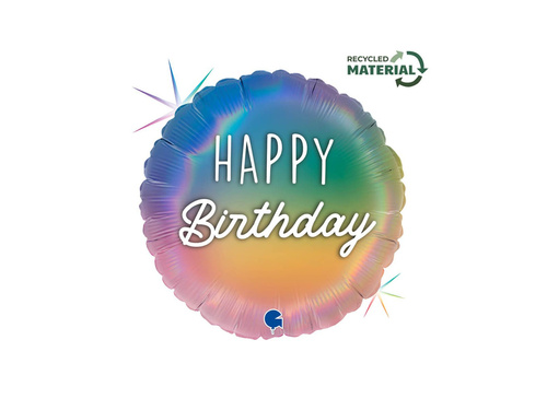 Balon rotund din folie Happy Birthday - 14" - 1 buc.