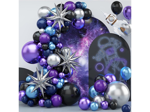 Set de baloane pentru ghirlandă în culori violet-albastru-negru – 105 bucăți.