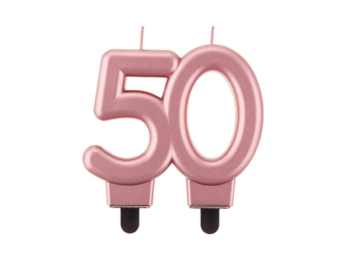 Lumânare aniversare 50 de ani aur roz - 1 buc.