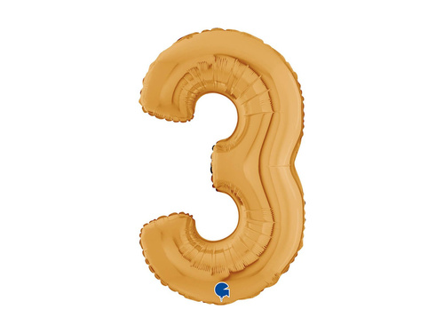 Balon din folie numărul 3 auriu - 26" - 1 buc.
