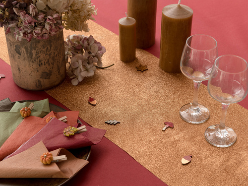 Decorațiune de masă cu sclipici - cupru - 28 cm x 3 m - 1 buc.