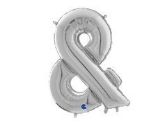 Balon folie argint semn & - 66 cm - 1 buc.