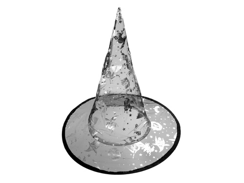 Halloween pălărie de vrăjitoare argintie - 1 buc.