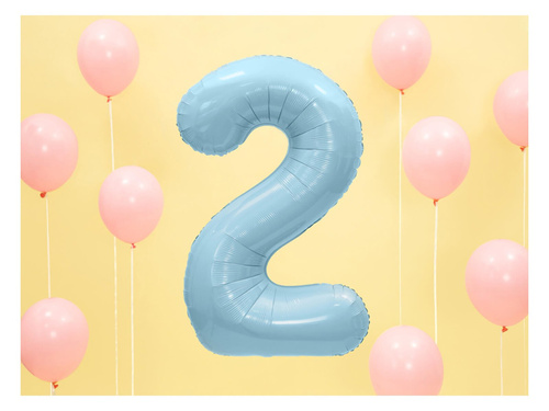 Balon din folie numărul 2 albastru - 86 cm - 1 buc.