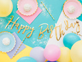 Banner auriu cu inscripția Happy Birthday - 62 cm - 1 buc.