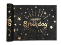 Traseu de masă Happy Birthday decor negru - 30 cm x 5 m - 1 buc.