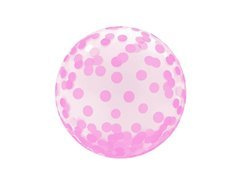 Balon de cristal cu imprimare de confetti roz - 45 cm - 1 buc.
