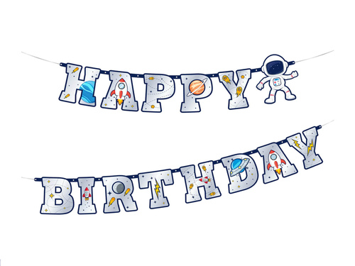 Happy Birthday Cosmos banner - 220 cm - 1 buc.