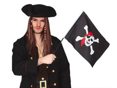 Steag pirat pe un băț - 42 x 30 cm - 1 buc.