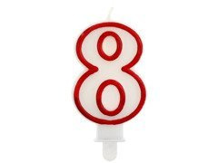 Număr lumânare cu margine roșie opt - "8"