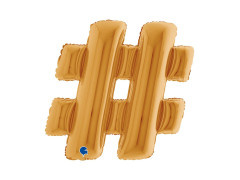 Balon folie semn special # hashtag auriu - 40" - 1 buc.