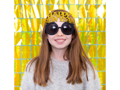 Ochelari Happy New Year în negru și auriu - 1 buc.