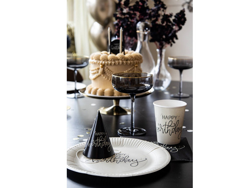 Farfurii bej Happy Birthday - 23 cm - 8 buc.