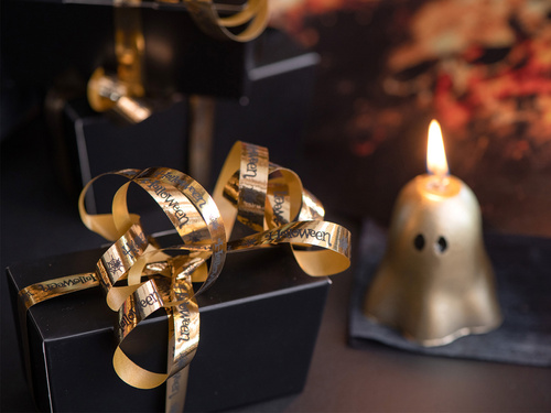 Panglică aurie decorativă de Halloween - 25 m