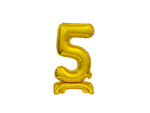 Balon din folie în picioare numărul 5 auriu - 38 cm