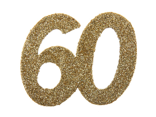 Decorațiune de masă cu sclipici număr 60 - 5 cm - 6 buc.