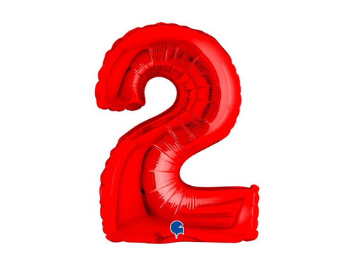 Balon din folie numărul 2 roșu - 14" - 1 buc.