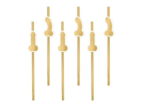 Penisuri de paie pentru petrecerea de noapte auriu - 8 buc.