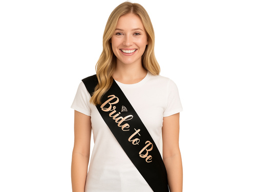 Eșarfă neagră cu inscripția "Mireasa să fie" - 1 buc.
