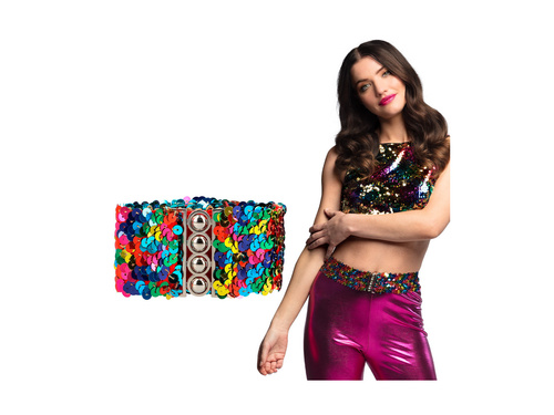 Curea elastică cu paiete curcubeu