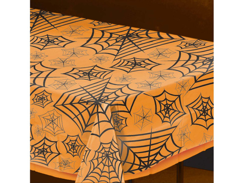 Pânză de masă din folie Cobwebs pentru Halloween - 139 x 274 cm - 1 buc.