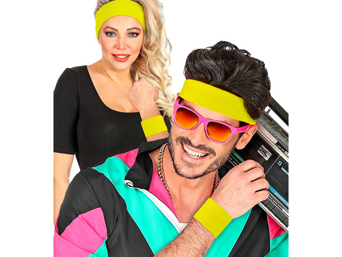 Disco 80s neon galben brățări - 2 buc.