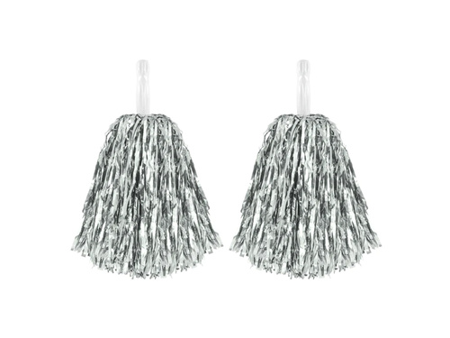 Pompoane metalice argintii pentru majorete - 2 buc.