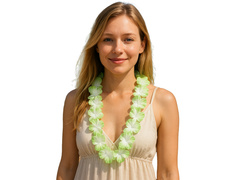 Colier hawaiian verde și alb - 90 cm - 1 buc.