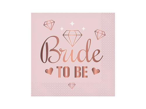Șervețele roz cu inscripția Bride To Be - 33 cm - 20 buc.