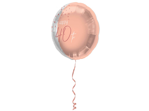 Balon auriu roz cu folie Happy 40th - 45 cm - 1 buc.