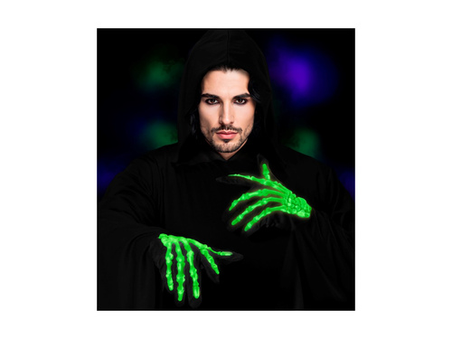 Mănuși cu schelet 3D care strălucesc în întuneric