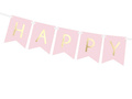 Banner roz cu inscripția Happy Birthday - 175 cm - 1 buc.