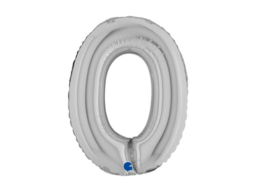 Balon din folie numărul 0 argintiu - 14" - 1 buc.