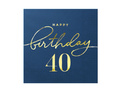 Șervețele pentru a 40-a aniversare albastru marin - 33 cm - 10 buc.