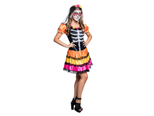 Costum de craniu mexican pentru o adolescentă