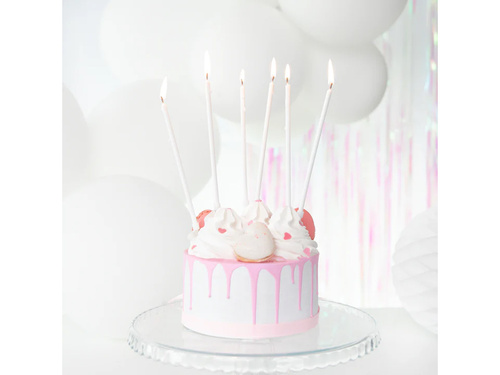 Lumânări albe lungi pentru ziua de naștere - 15 cm - 8 buc.